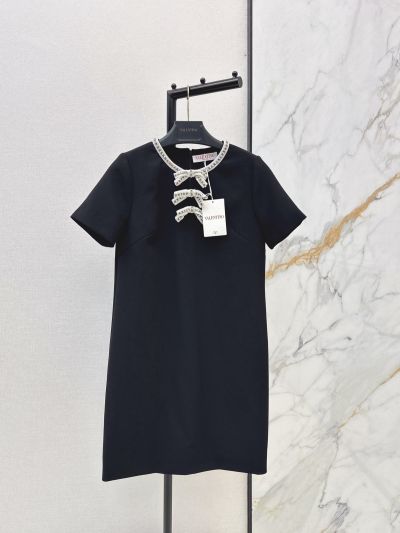 Valentino Bow Silk Dress in Black
