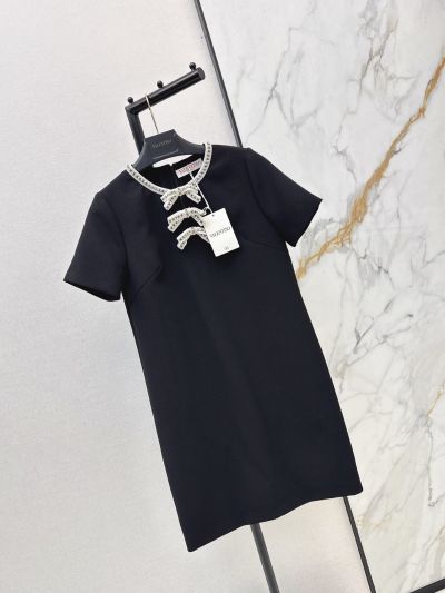 Valentino Bow Silk Dress in Black