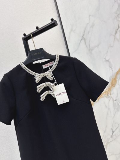 Valentino Bow Silk Dress in Black