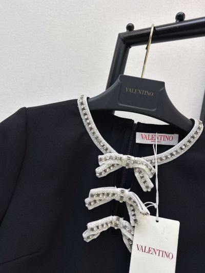 Valentino Bow Silk Dress in Black