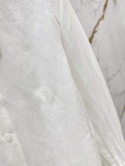 Valentino Stand Collar Embroidered Shirt in White