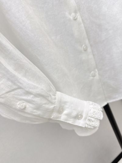 Valentino Stand Collar Embroidered Shirt in White
