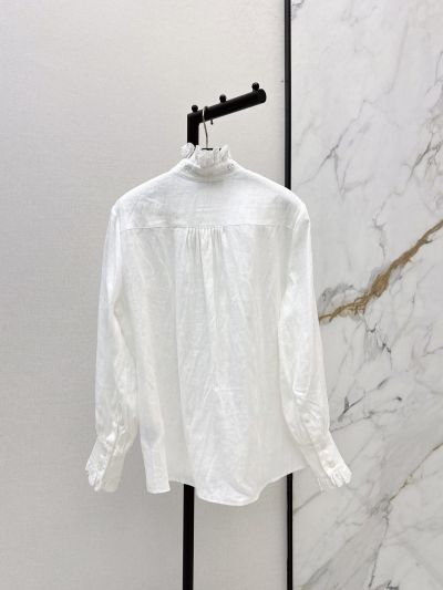 Valentino Stand Collar Embroidered Shirt in White