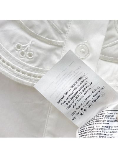 Valentino Three-Quarter Sleeve Embroidered Shirt in White