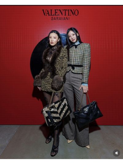 Valentino Tweed Belted Blazer in Beige and Black