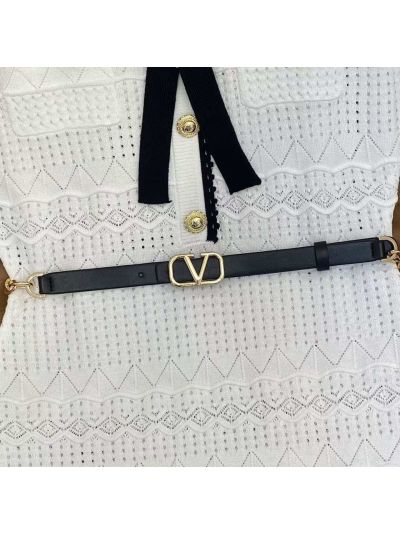 Valentino V-Neck Openwork Dress in White and Yellow
