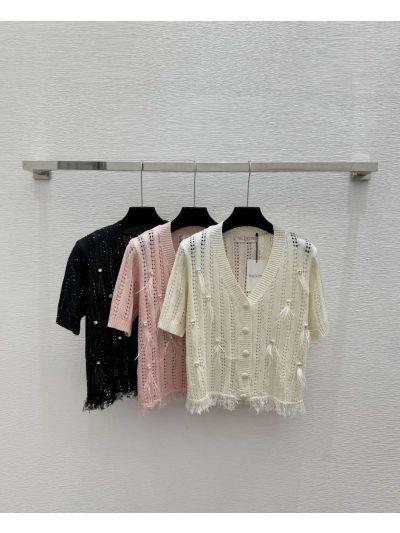 Valentino V-Neck Short Sleeve Cardigan