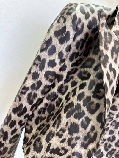 Versace Turn-Down Collar Lambskin Blazer in Brown and White