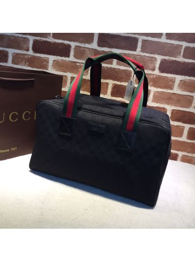 Gucci Web GG Canvas Boston Bag in Black