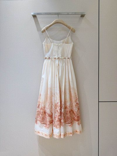 Zimmermann Midi Linen Dress in Multicolor
