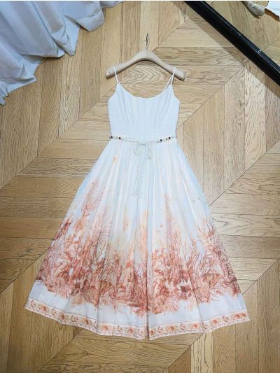 Zimmermann Midi Linen Dress in Multicolor