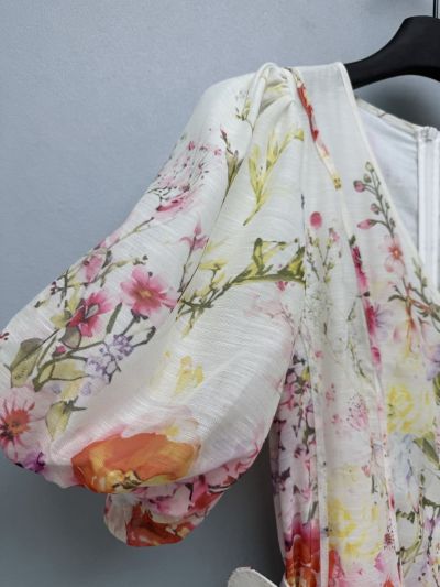 Zimmermann Puff Sleeve Floral Dress in Multicolor
