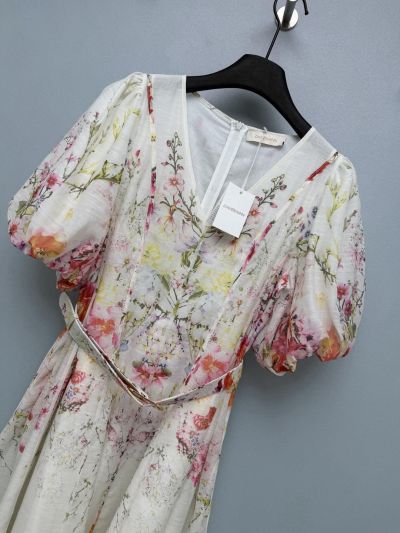 Zimmermann Puff Sleeve Floral Dress in Multicolor