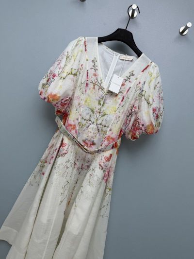 Zimmermann Puff Sleeve Floral Dress in Multicolor