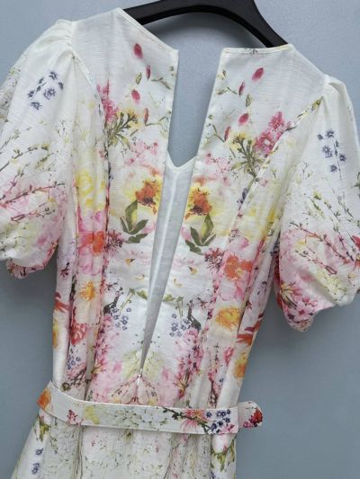 Zimmermann Puff Sleeve Floral Dress in Multicolor