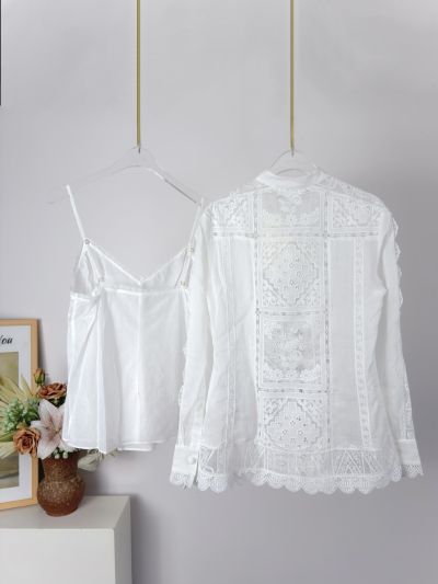 Zimmermann Stand Collar Long Sleeve Shirt in White
