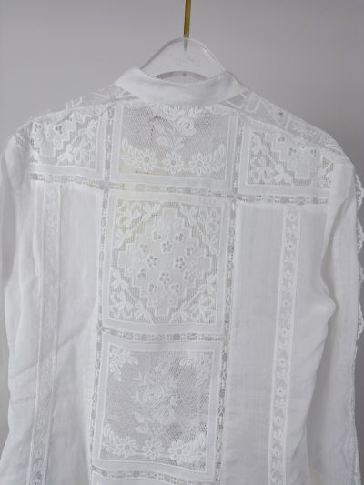 Zimmermann Stand Collar Long Sleeve Shirt in White
