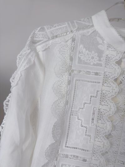 Zimmermann Stand Collar Long Sleeve Shirt in White
