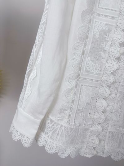 Zimmermann Stand Collar Long Sleeve Shirt in White