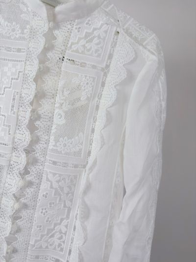 Zimmermann Stand Collar Long Sleeve Shirt in White