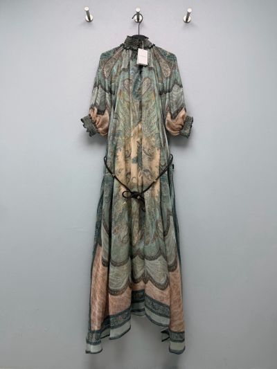 Zimmermann Stand Collar Puff Sleeve Dress in Multicolor