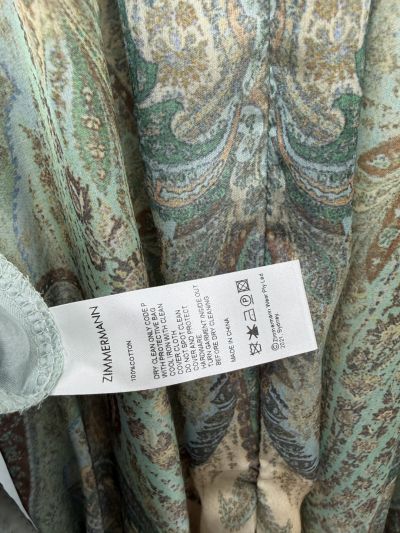 Zimmermann Stand Collar Puff Sleeve Dress in Multicolor