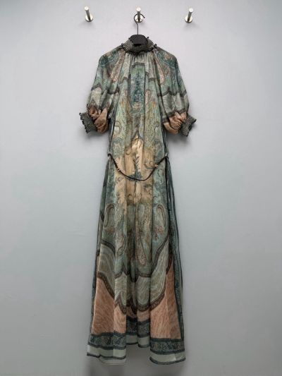 Zimmermann Stand Collar Puff Sleeve Dress in Multicolor
