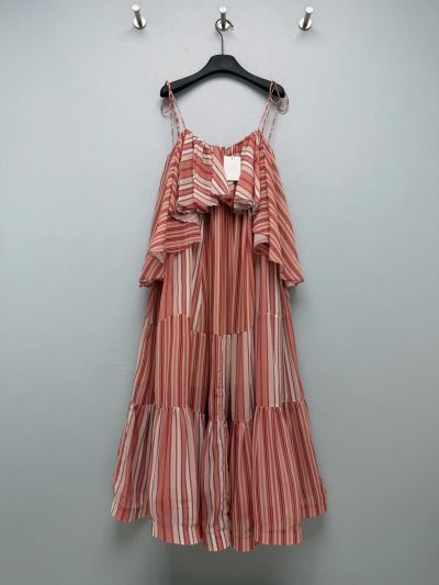 Zimmermann Striped Pleated Dress in Pink and White