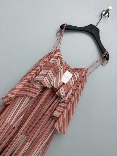 Zimmermann Striped Pleated Dress in Pink and White