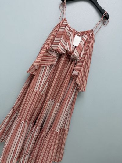 Zimmermann Striped Pleated Dress in Pink and White
