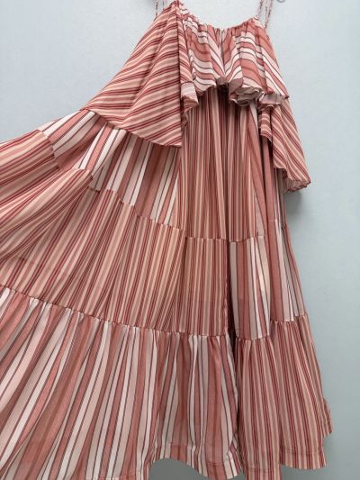 Zimmermann Striped Pleated Dress in Pink and White