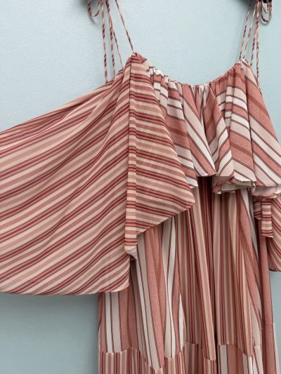 Zimmermann Striped Pleated Dress in Pink and White