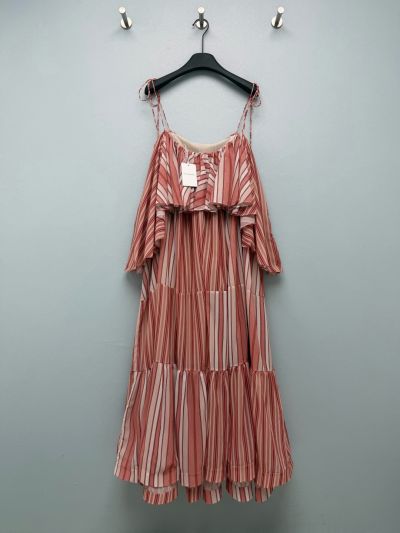 Zimmermann Striped Pleated Dress in Pink and White