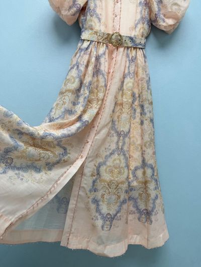 Zimmermann Turn-Down Collar Puff Sleeve Dress in Multicolor