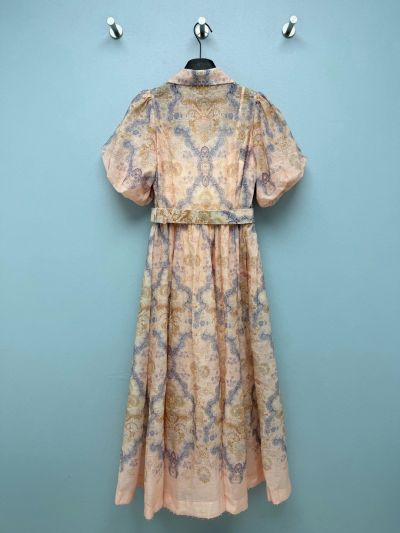 Zimmermann Turn-Down Collar Puff Sleeve Dress in Multicolor