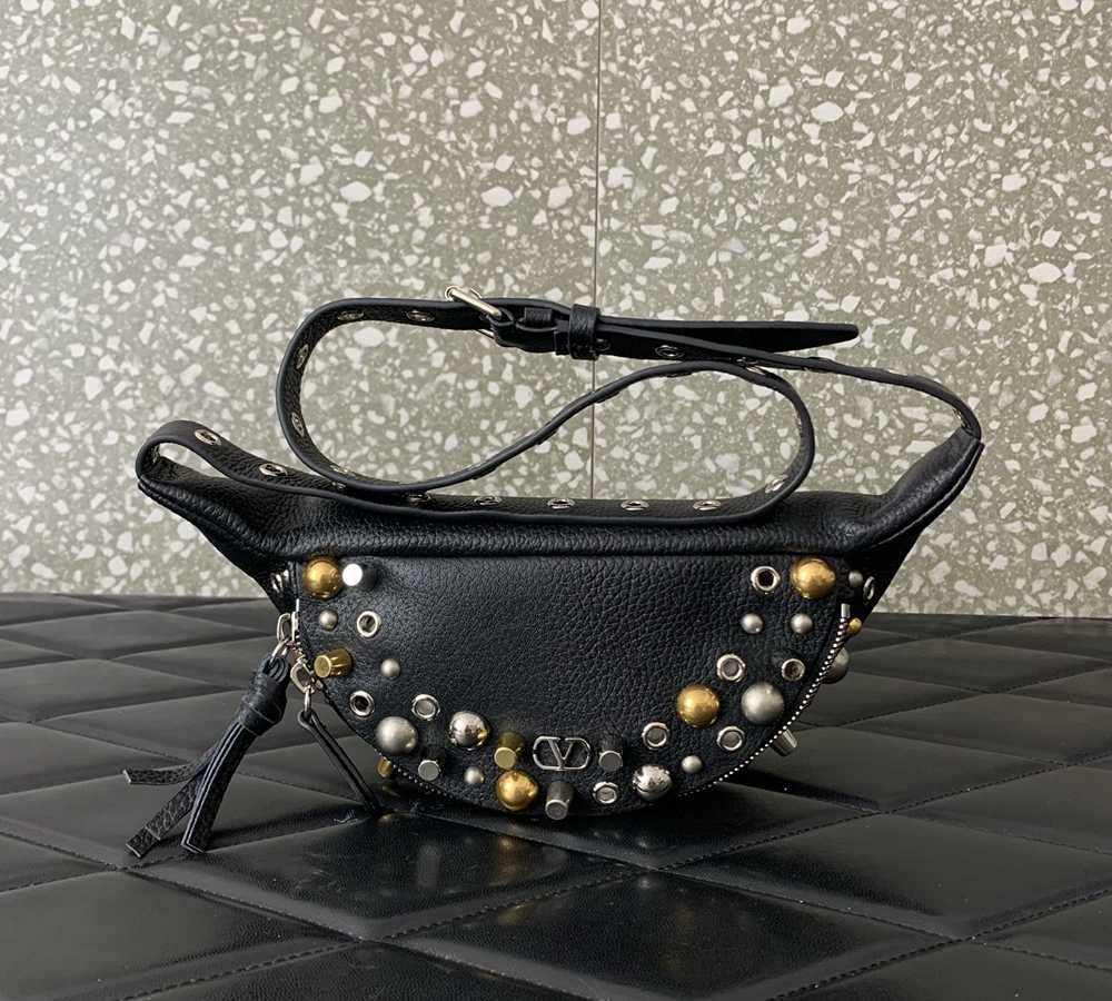 Black Valentino suede belt bag with silver-tone studs