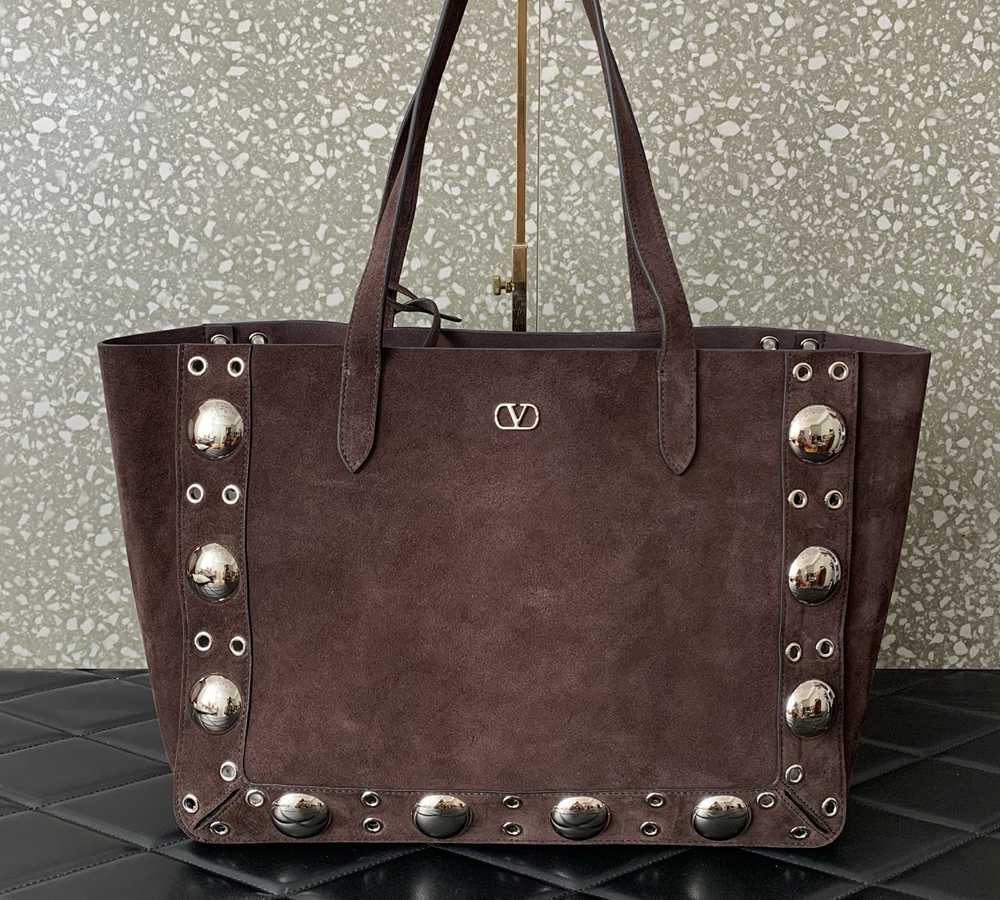 Burgundy Valentino suede shopping tote