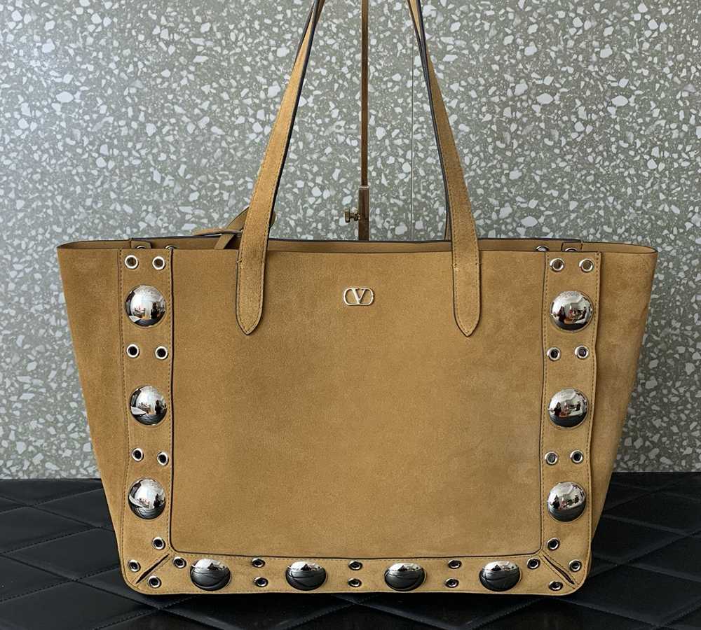 Large tan Valentino suede shopping tote