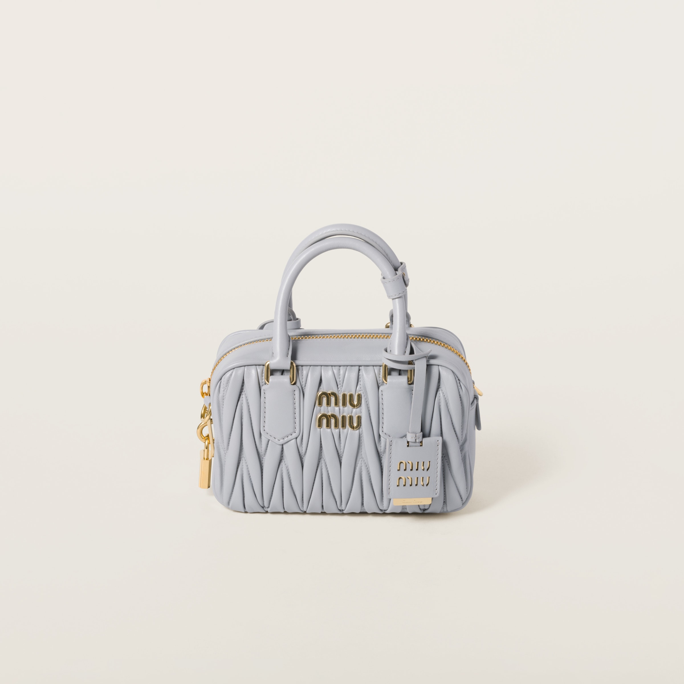 Pearl gray Miu Miu Arcadie top-handle bag