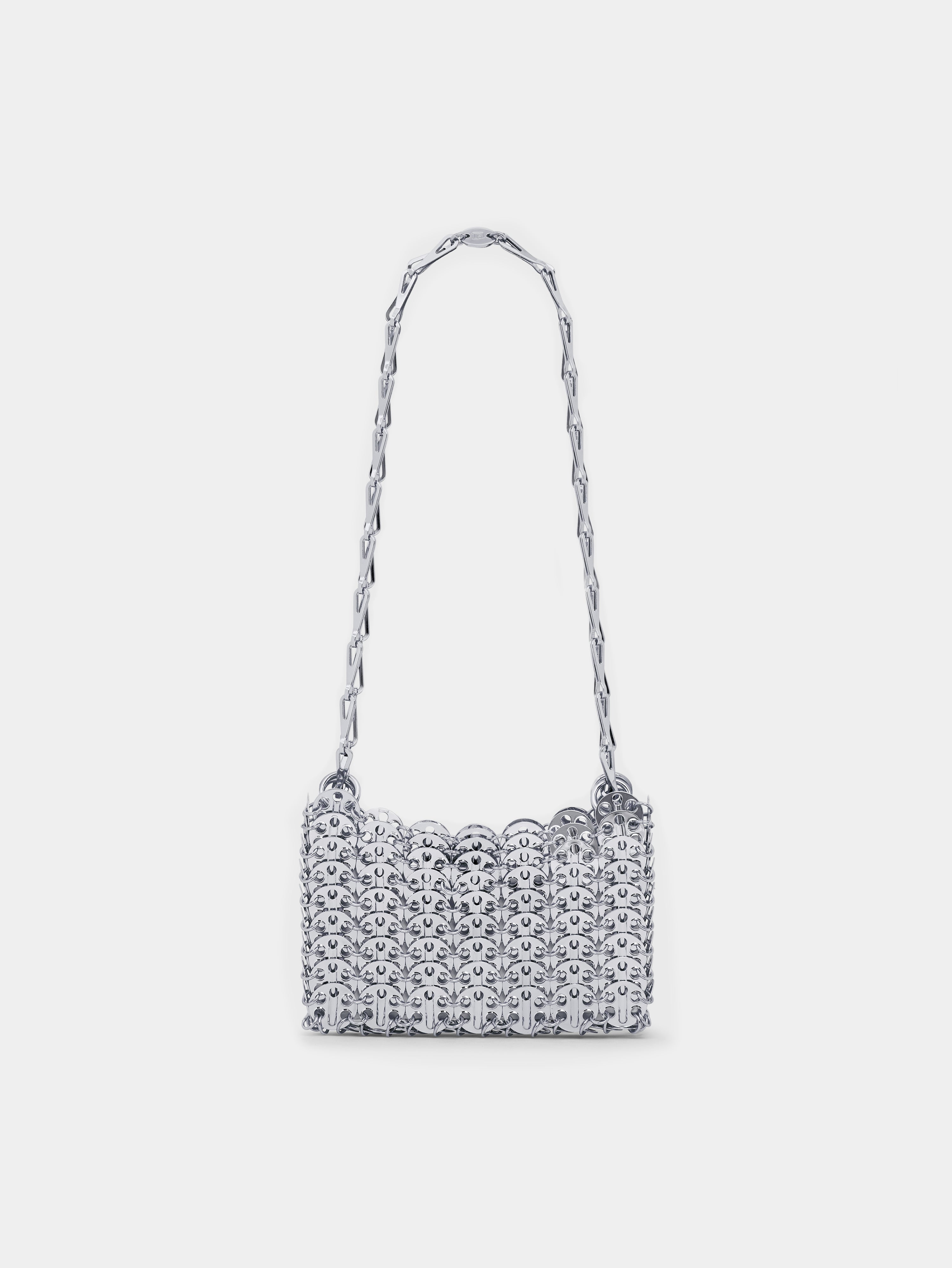 Silver Rabanne 1969 Nano bag made from linked metal discs